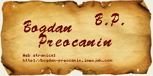 Bogdan Preočanin vizit kartica